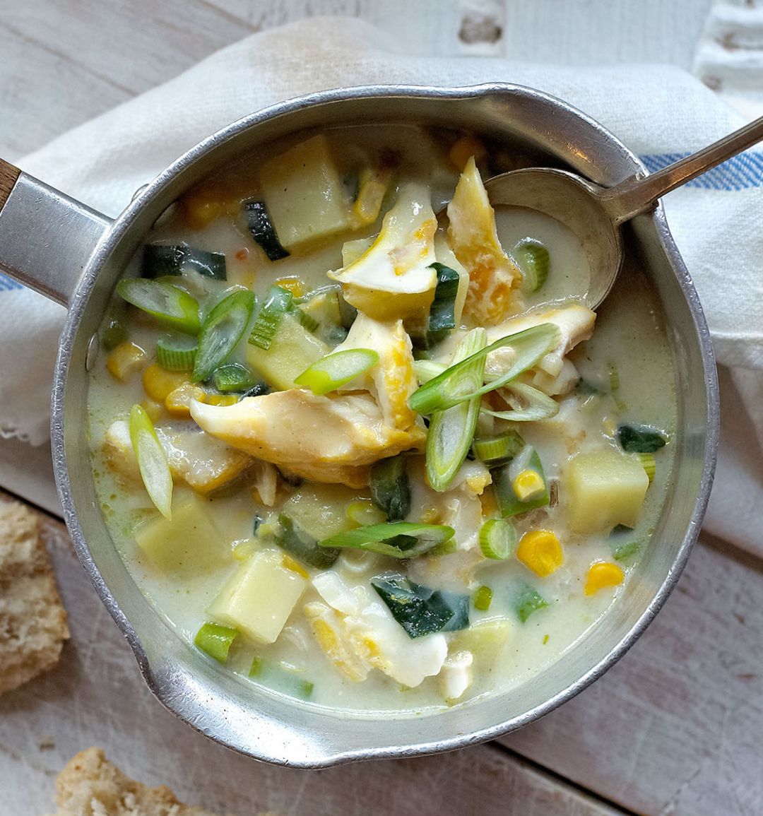 Spring onion and haddock chowder