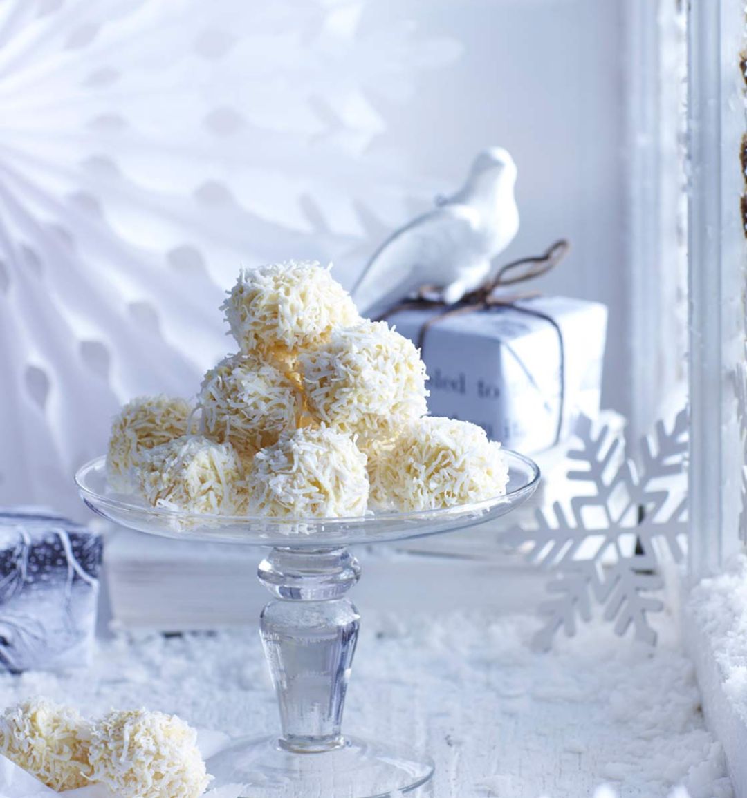 White chocolate and coconut truffles