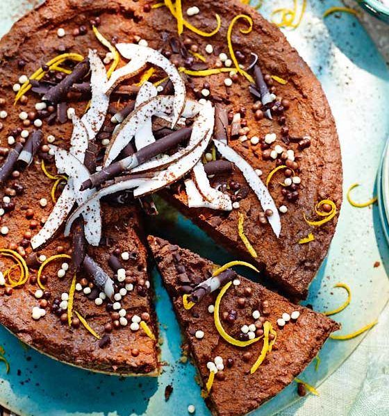 Chocolate, coconut and orange torte