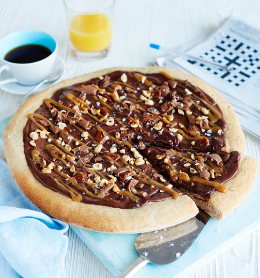 Salted caramel and chocolate pizza