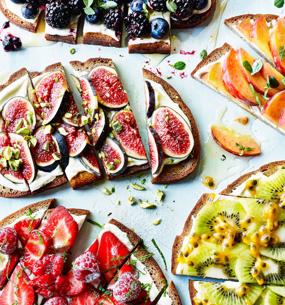 Rainbow fruit tartines