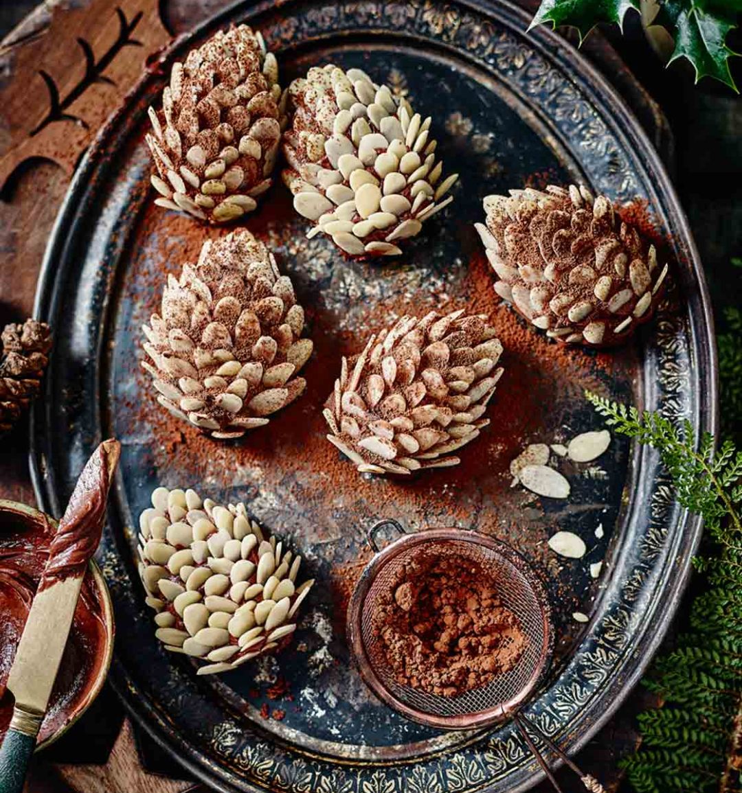Chocolate pine cone cakes recipe | Sainsbury`s Magazine