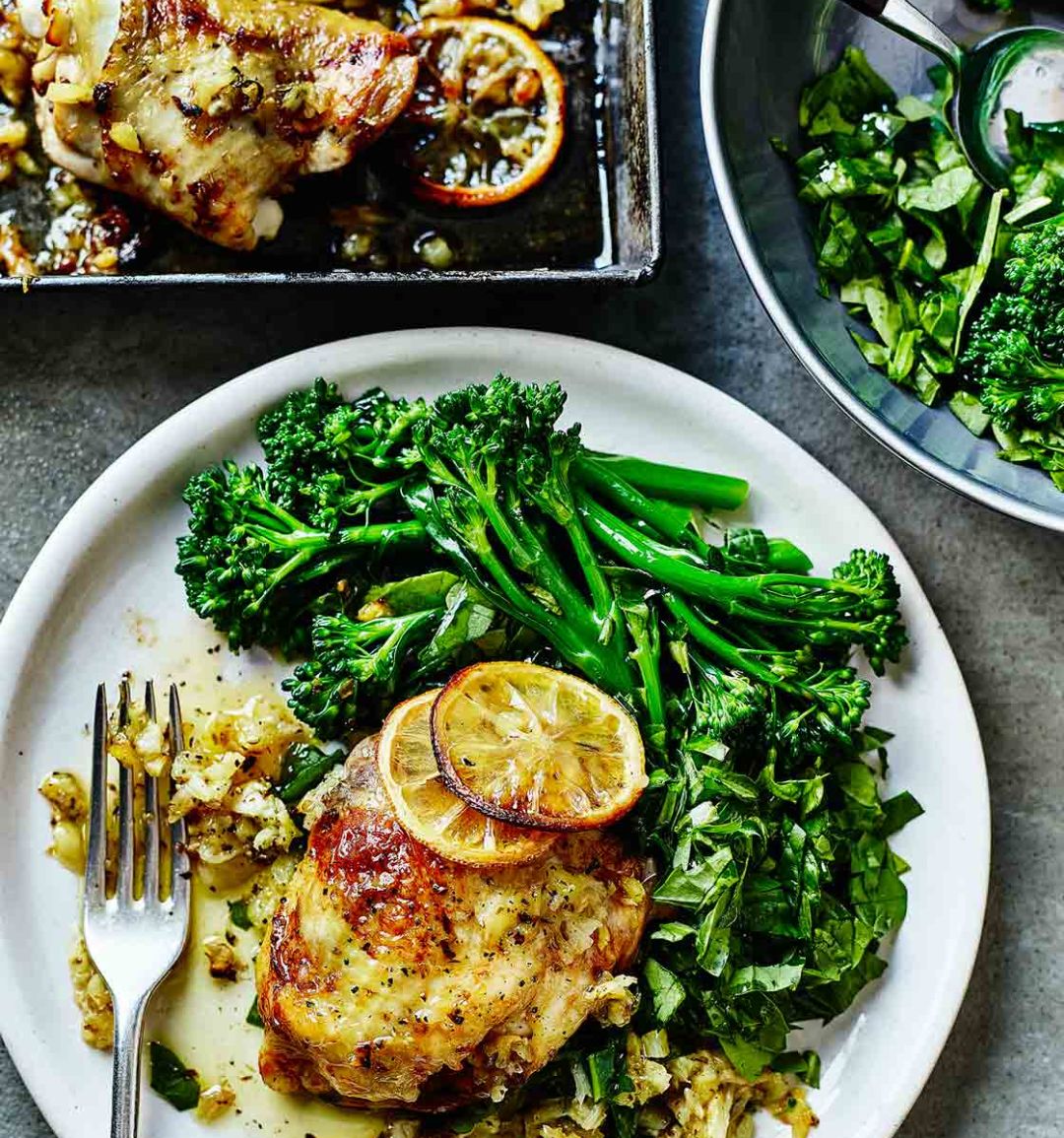 Lemon, pineapple and herb-roasted chicken