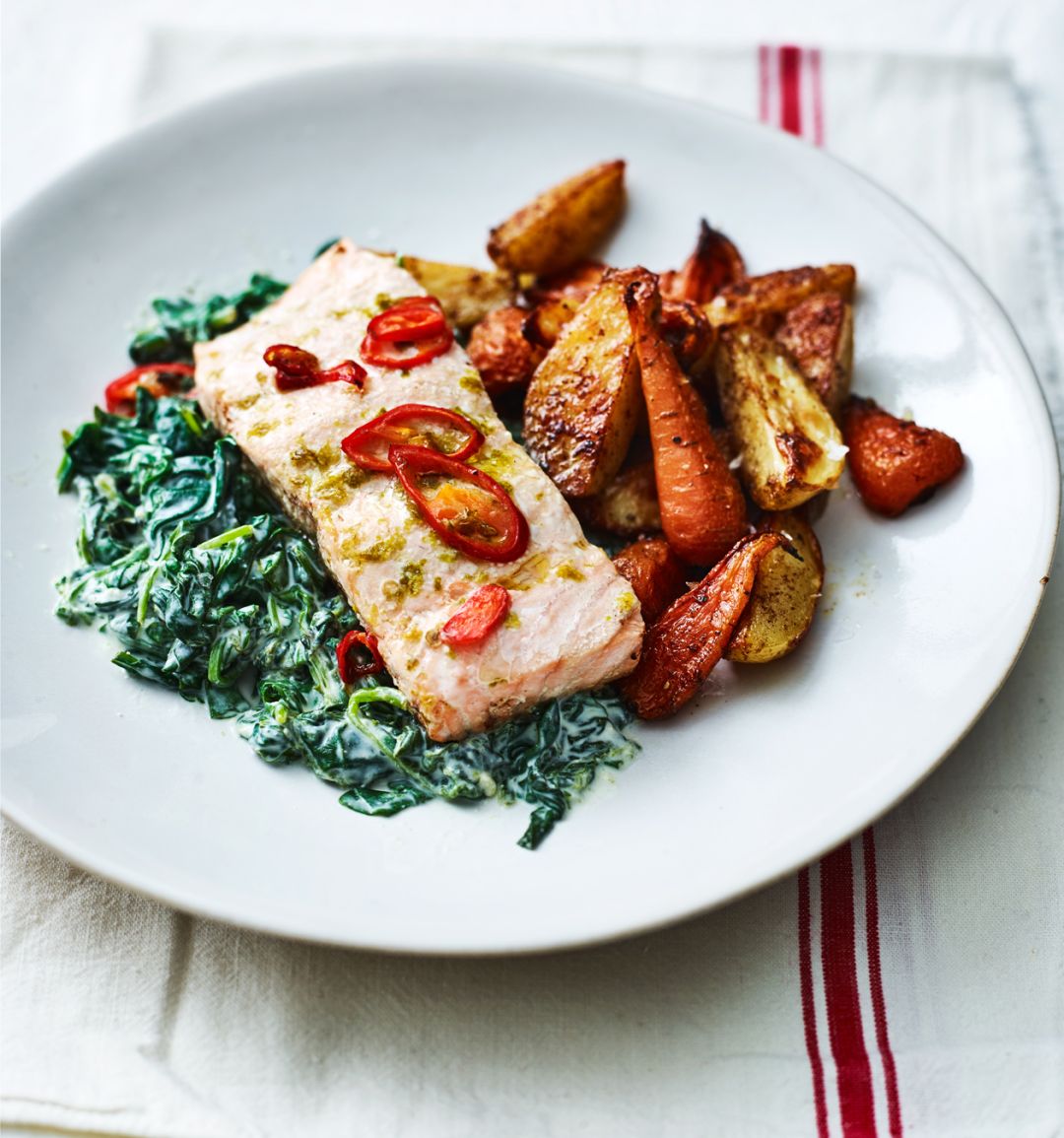 Indian salmon traybake with lime