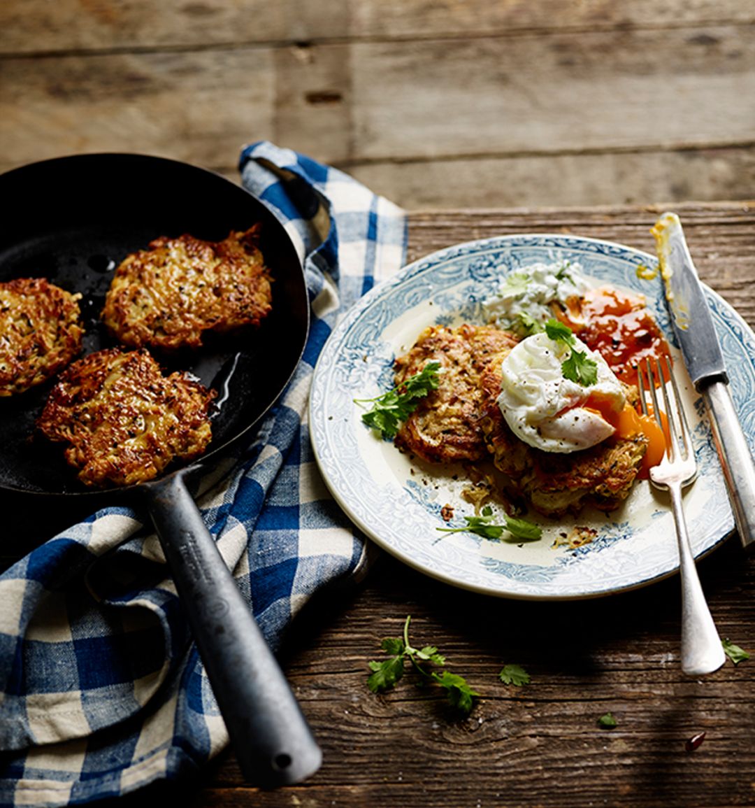 Indian-spiced celeriac rosti with herb yogurt