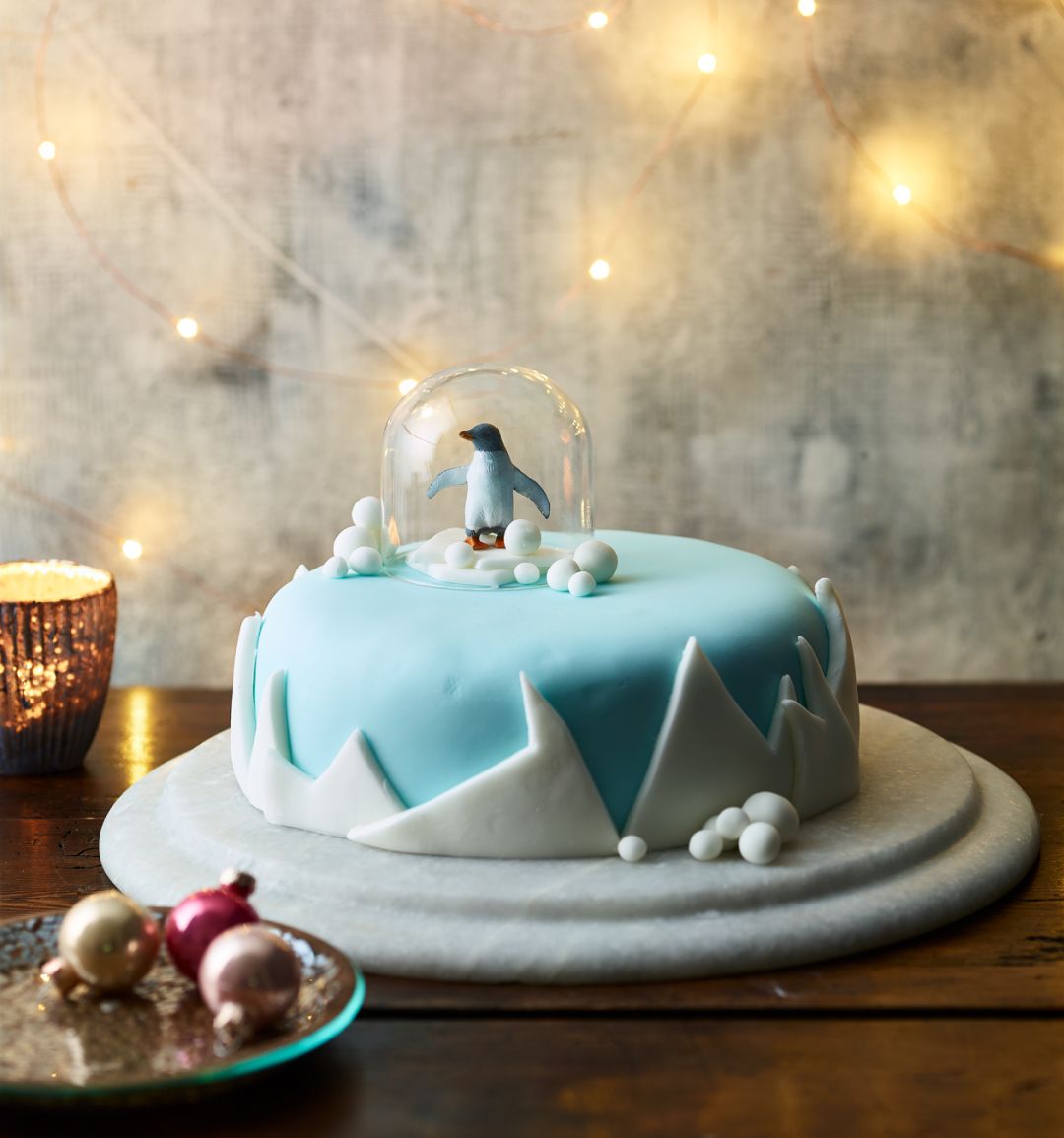 Icy snow globe cake