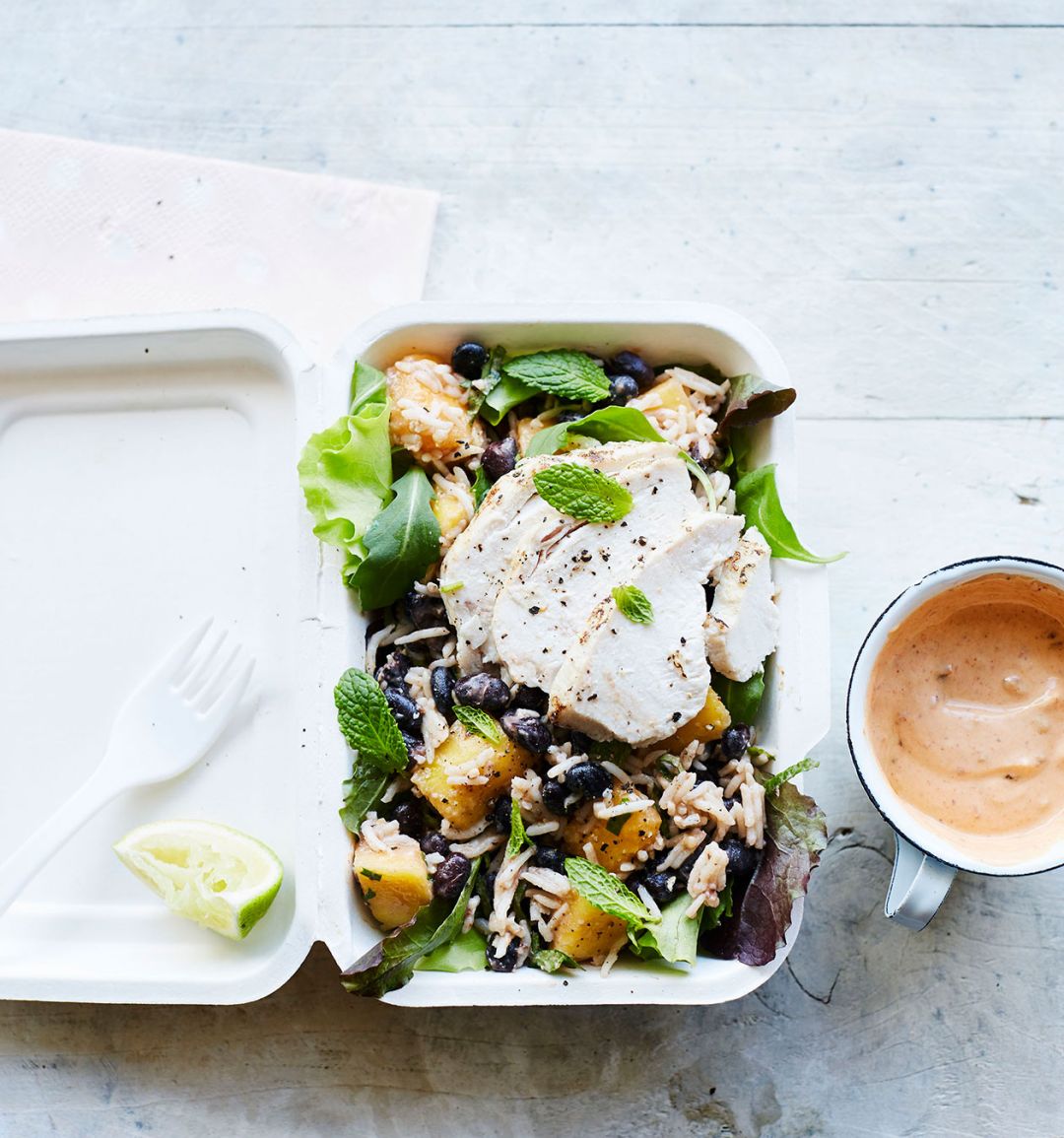 Chicken and mango chipotle rice bowl