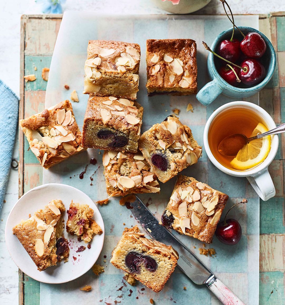 Cherry Bakewell blondies