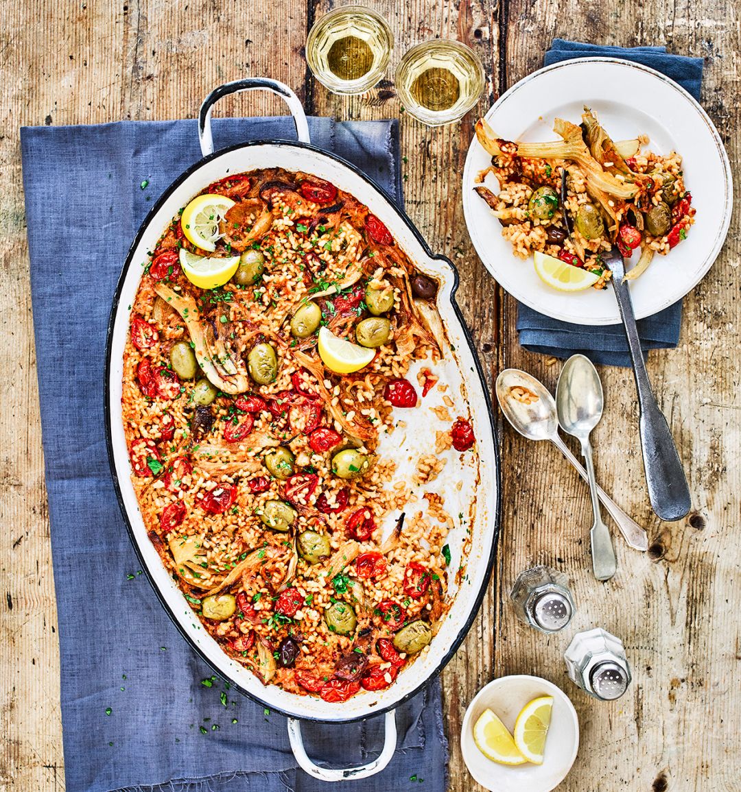 Spanish fennel, olive and tomato rice