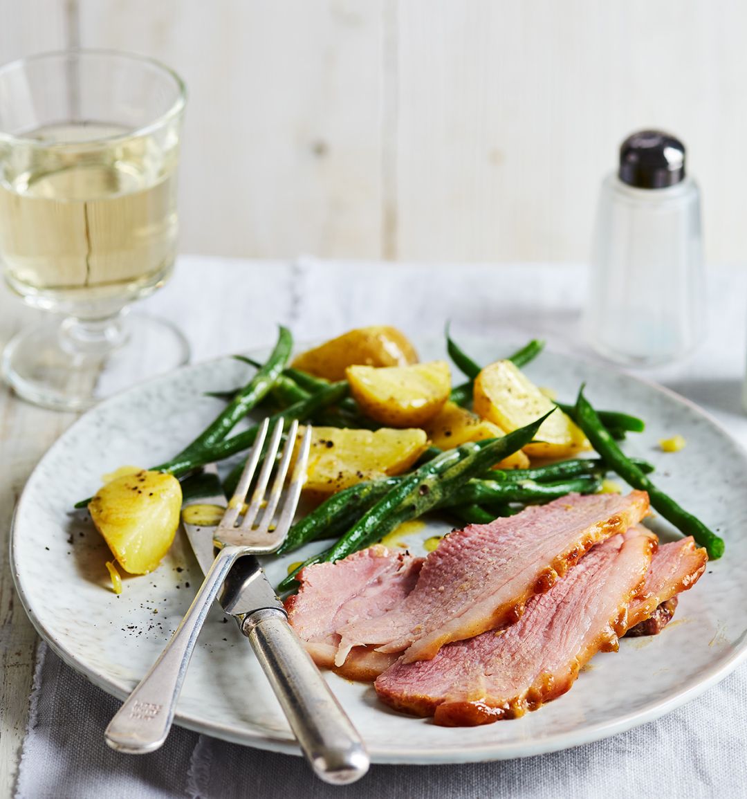 Gammon with mustard potatoes