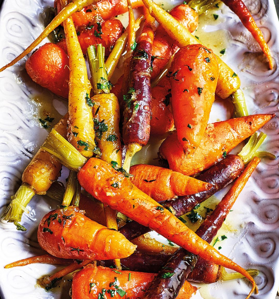 Honey and ginger-glazed carrots