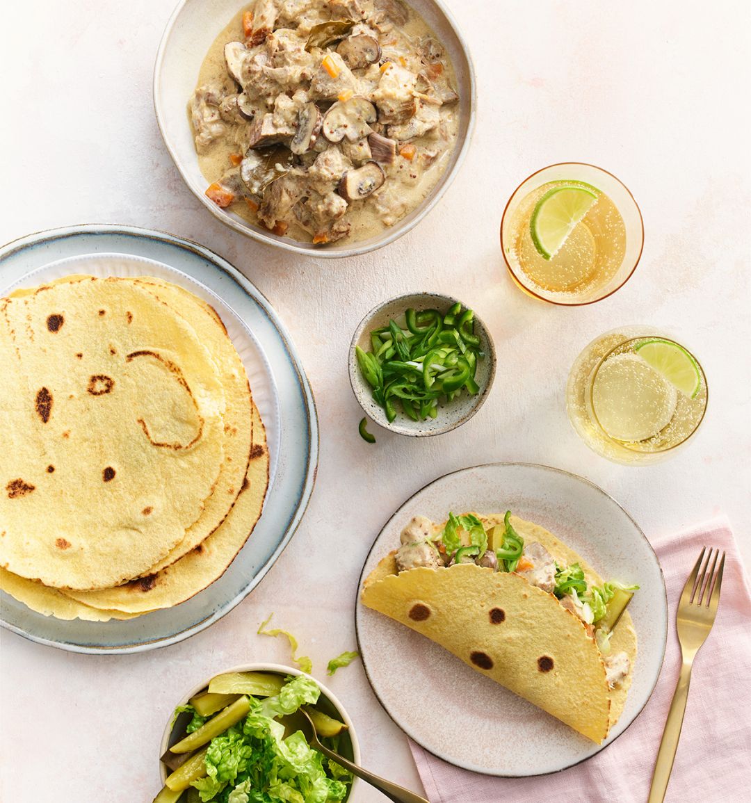 Creamy mustard pork tacos