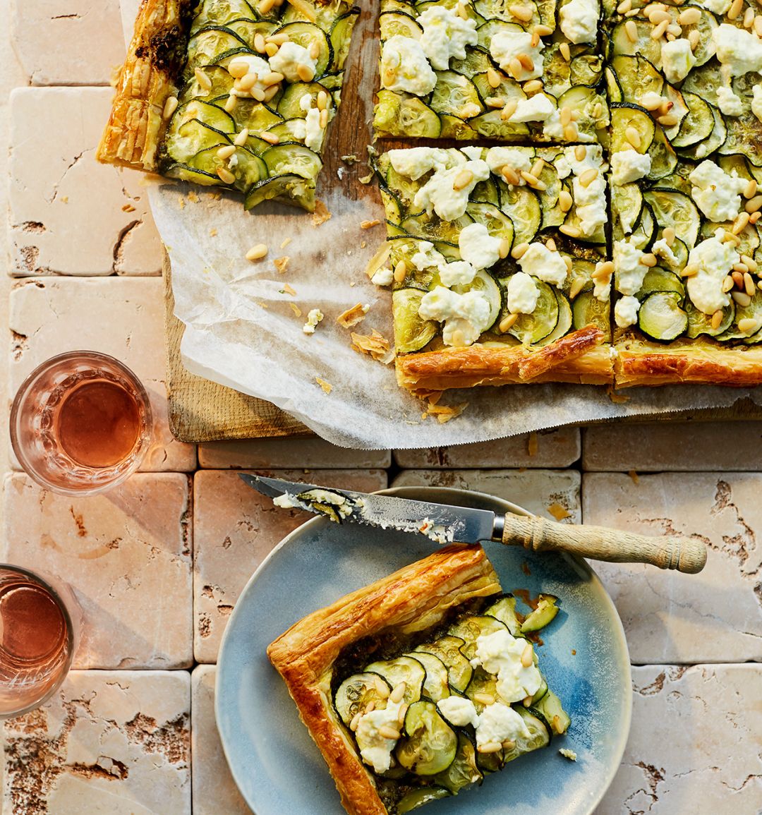Courgette and goats' cheese tart