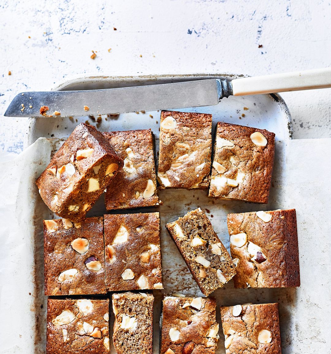 Mocha and Brazil nut blondies  