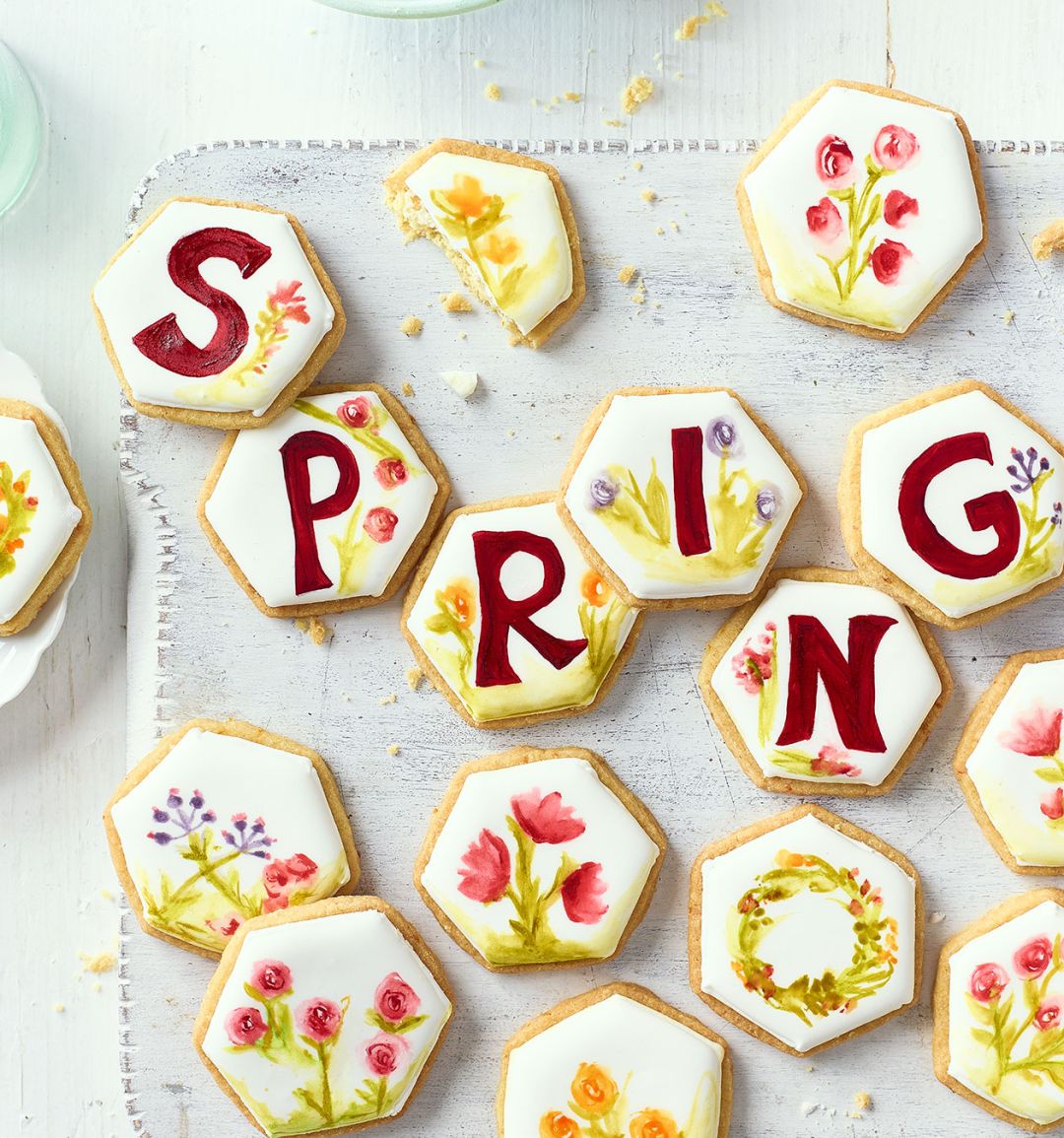 Floral biscuit tiles