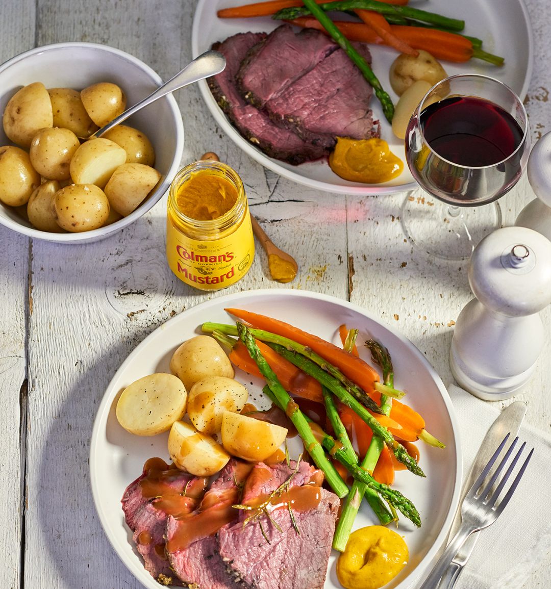 Colman's herb and mustard crusted roast beef