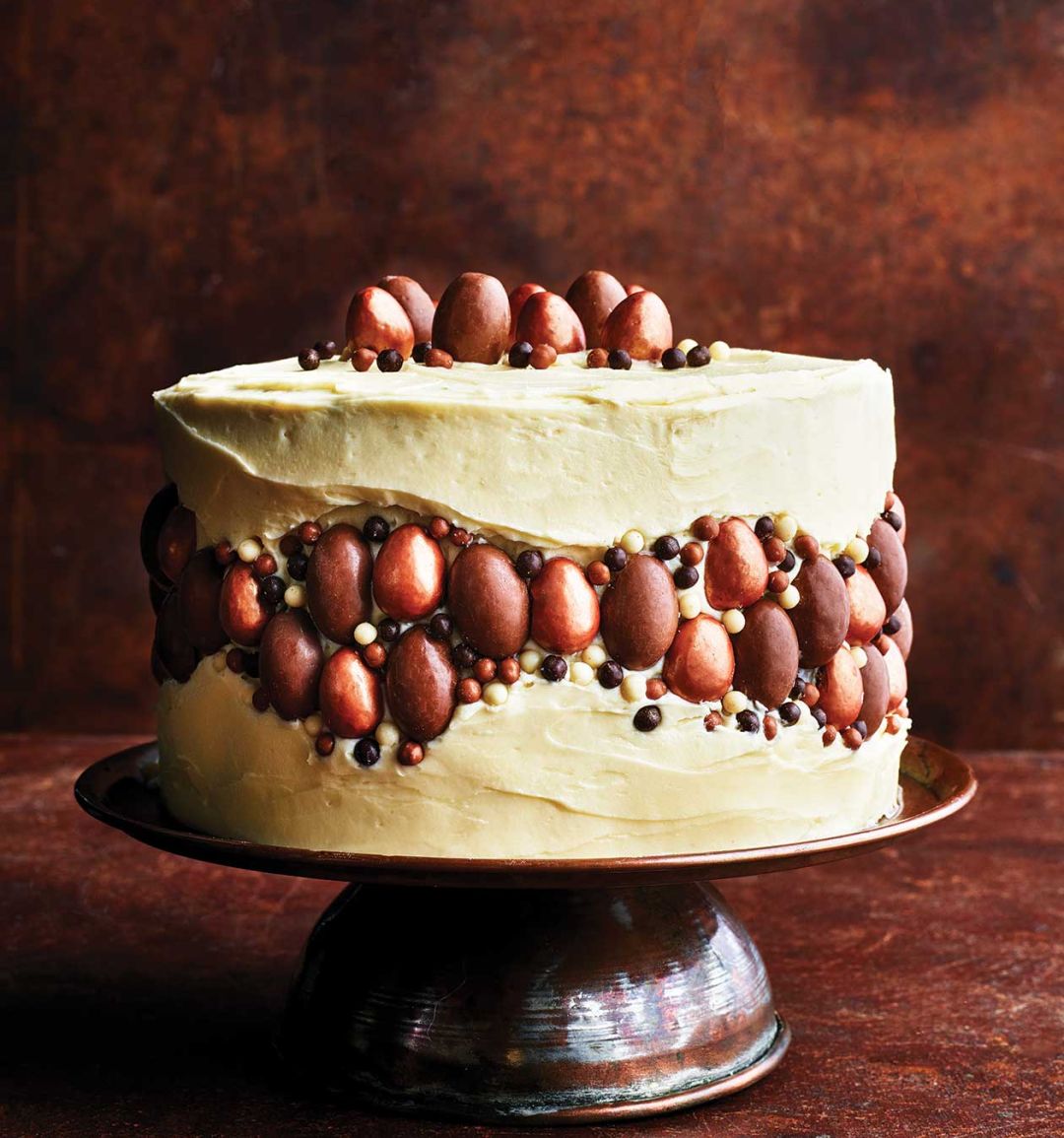Chocolate and hazelnut fault-line cake  