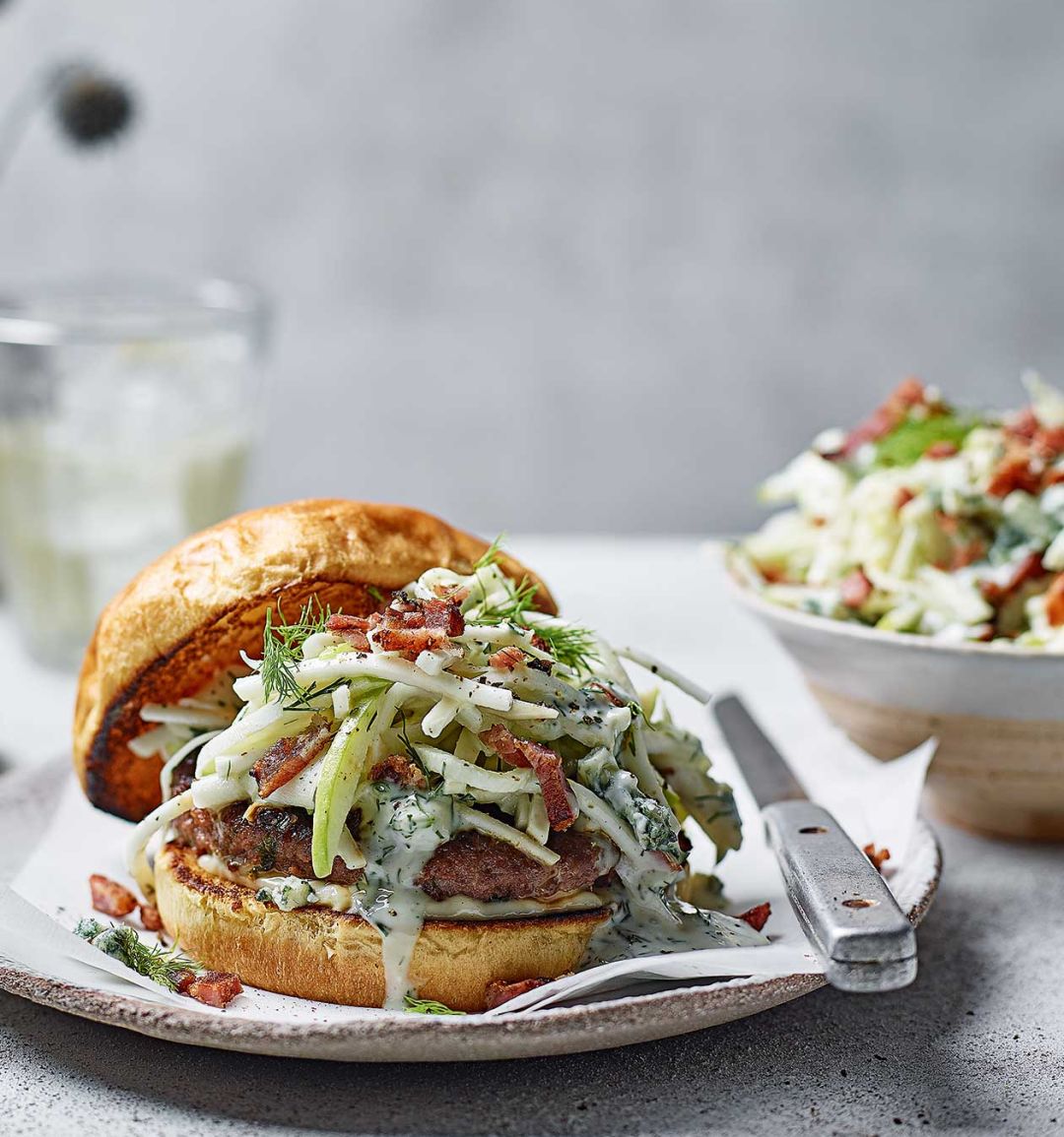 Blue cheese, celeriac and bacon slaw