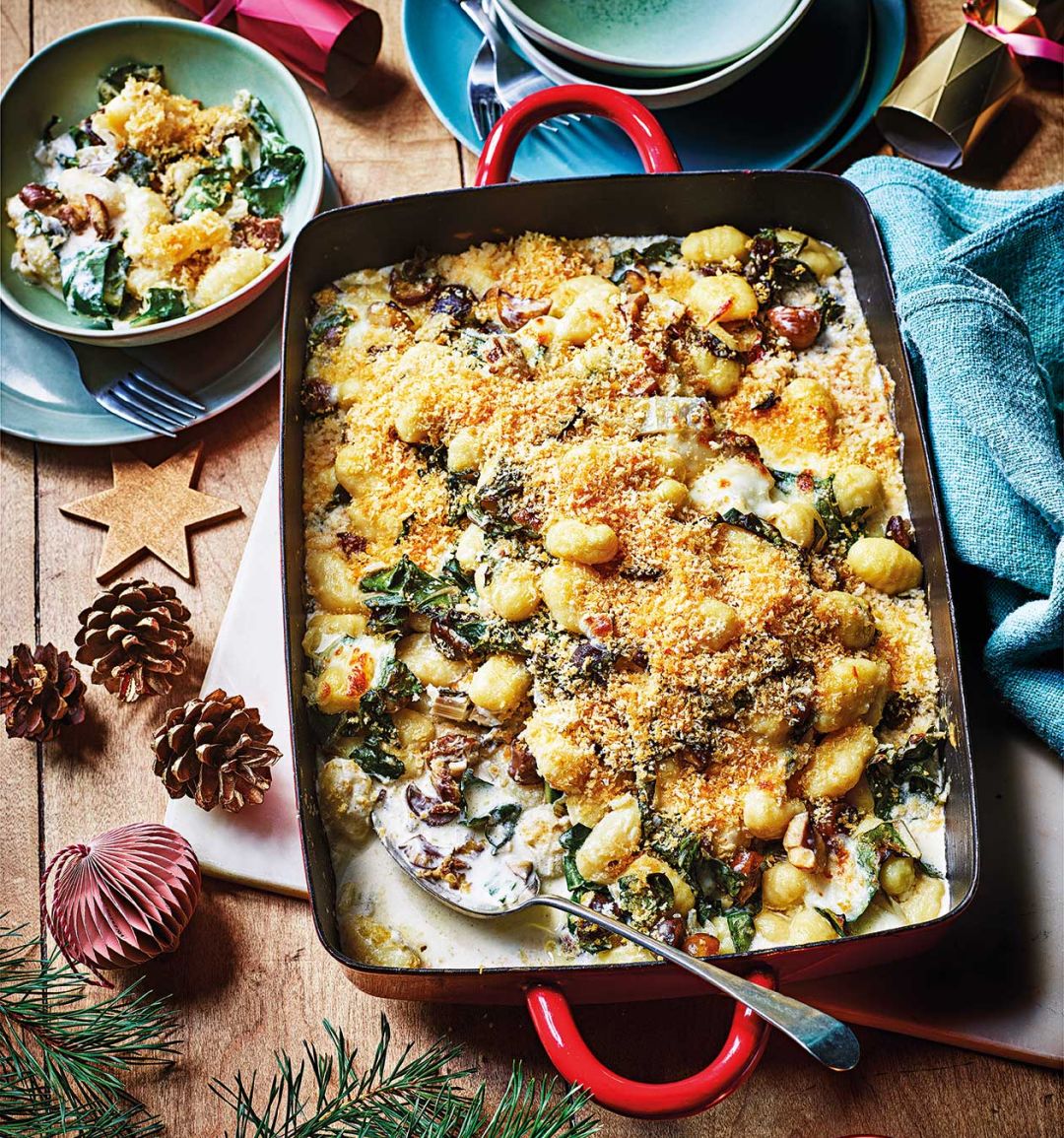 Chard and chestnut gnocchi bake
