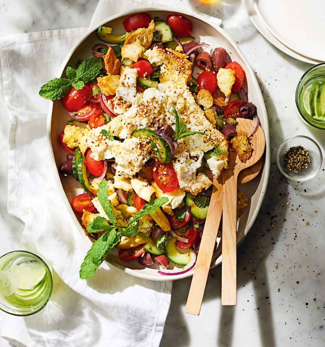 Baked feta Greek salad
