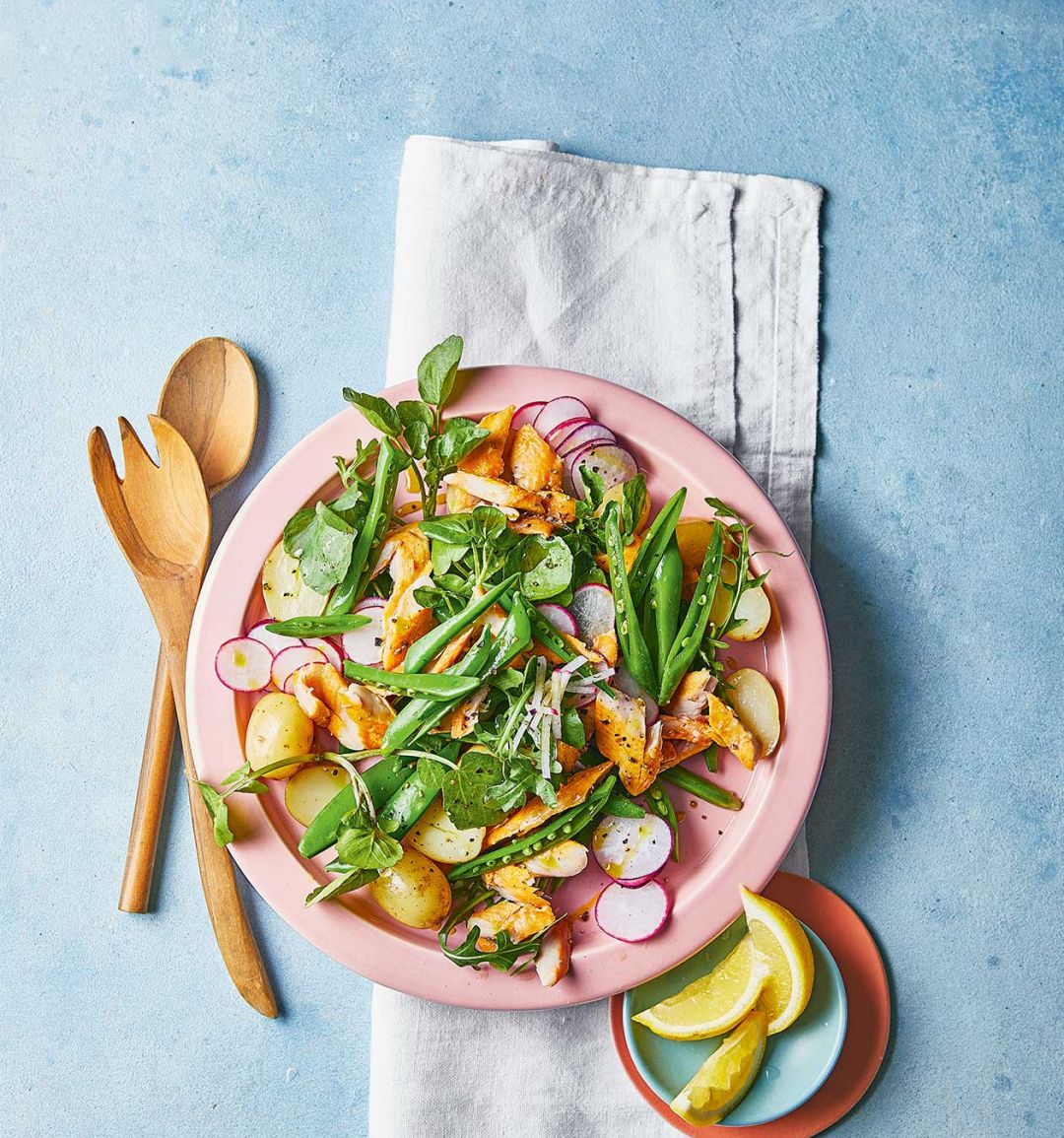 Warm kipper and potato salad