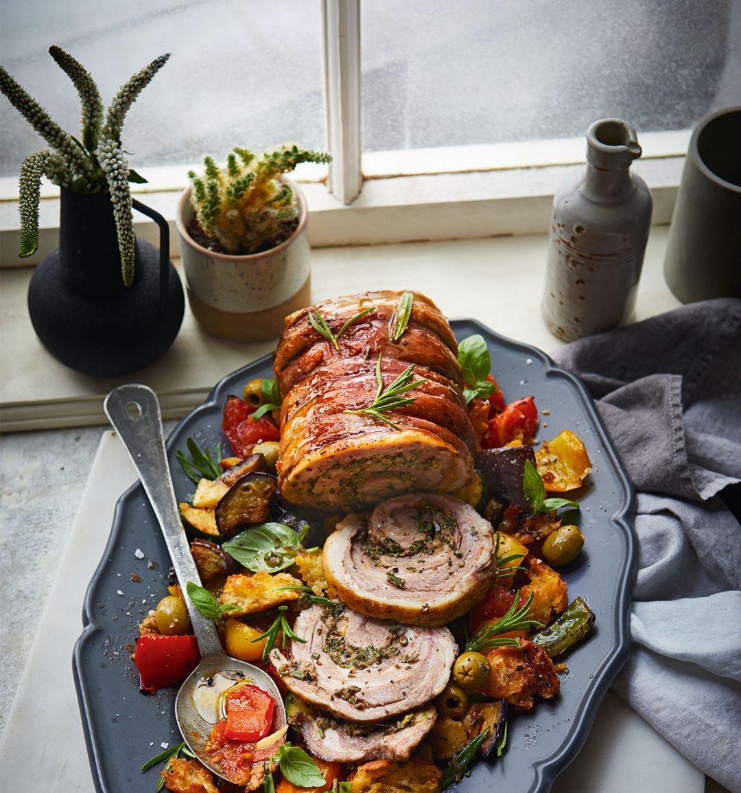 Rosemary roast lamb with Provençal panzanella