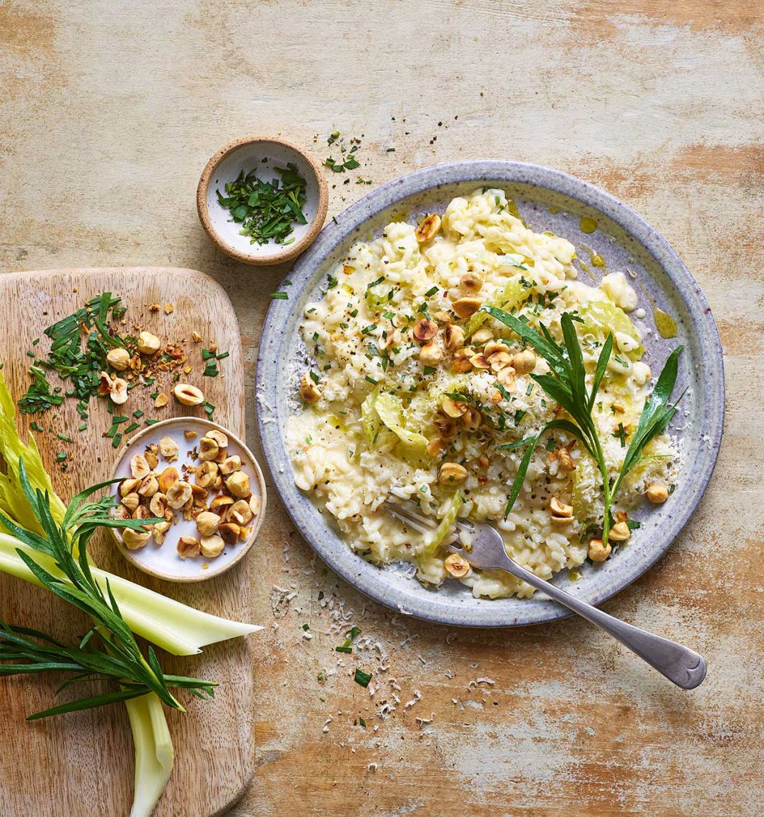 Nutty risotto with celery and tarragon