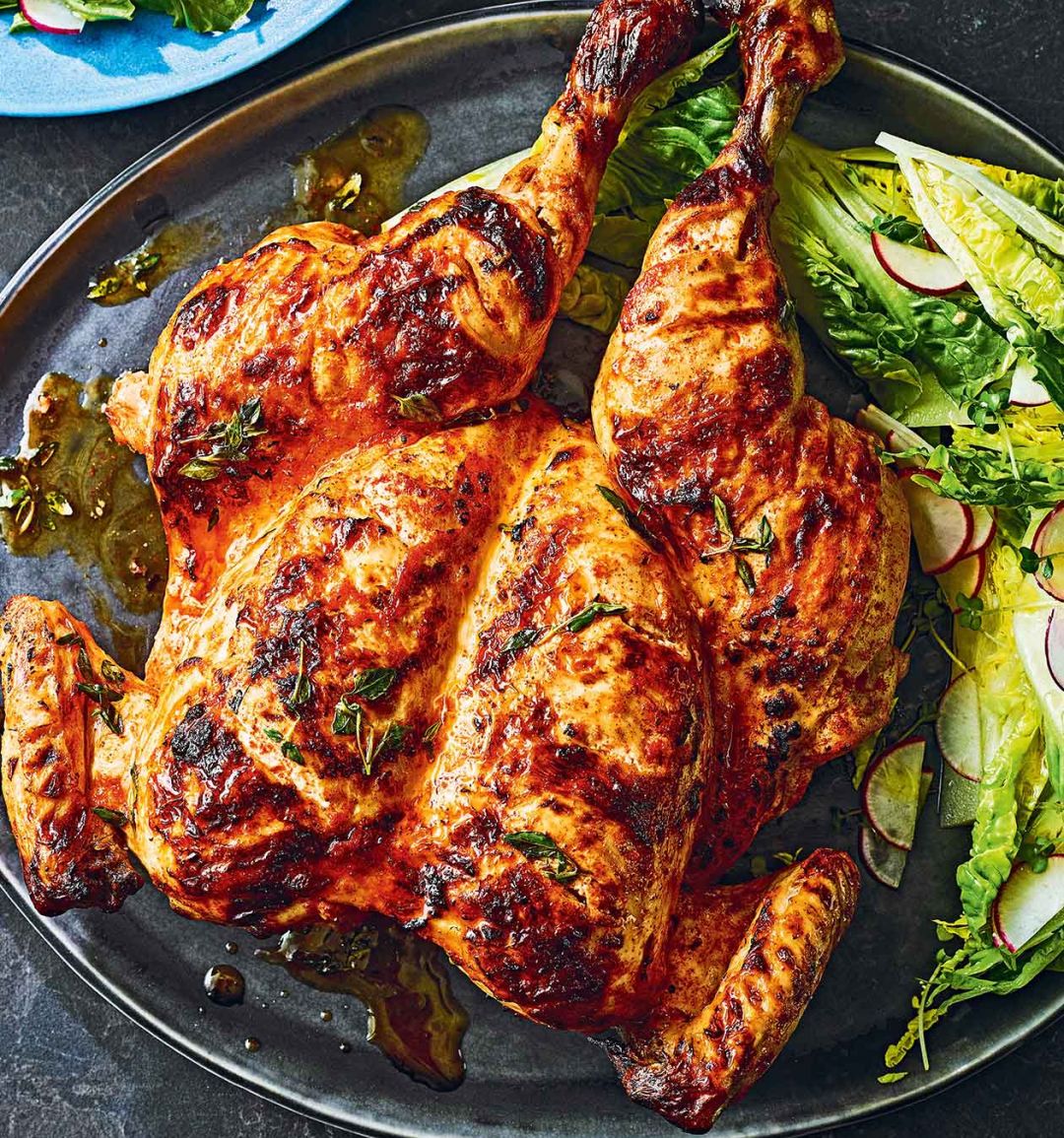 Smoky buttermilk-marinated spatchcock chicken