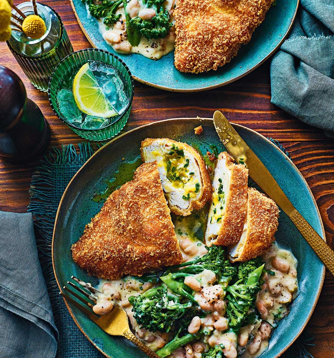 Lemon Kyiv with white bean braise 