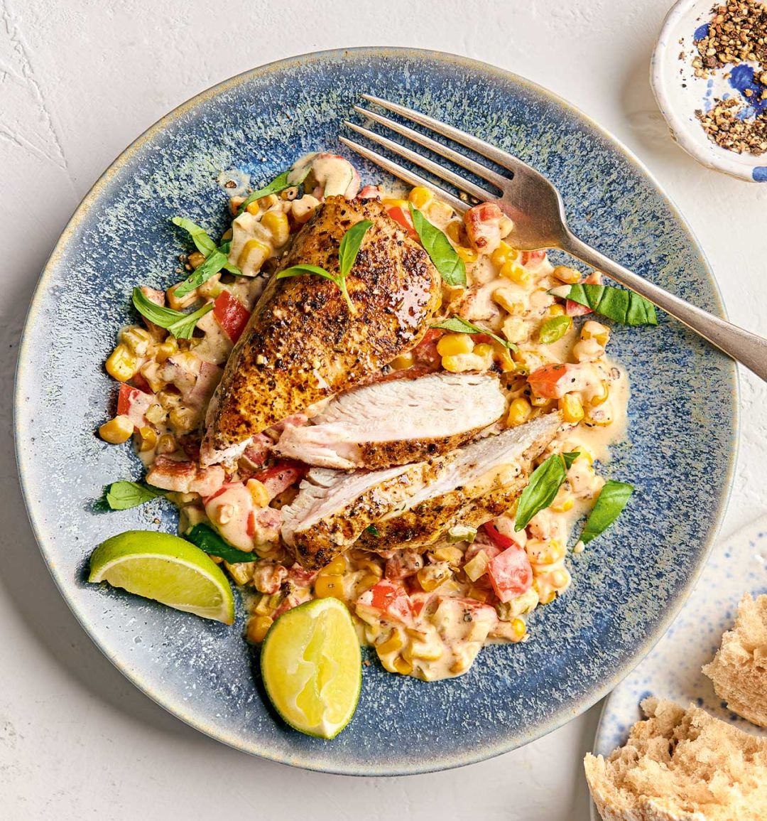 One-pan creamy turkey and charred corn