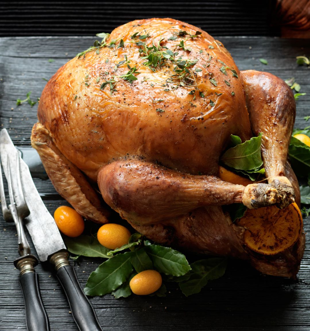 Classic roast turkey with chestnut stuffing balls