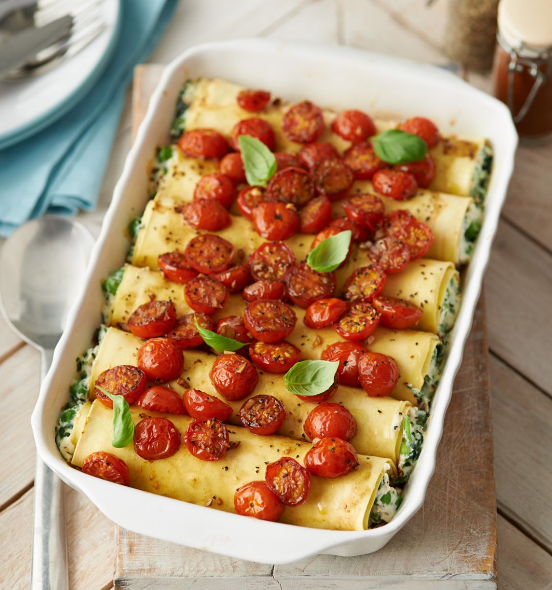 Cannelloni with balsamic glazed tomatoes
