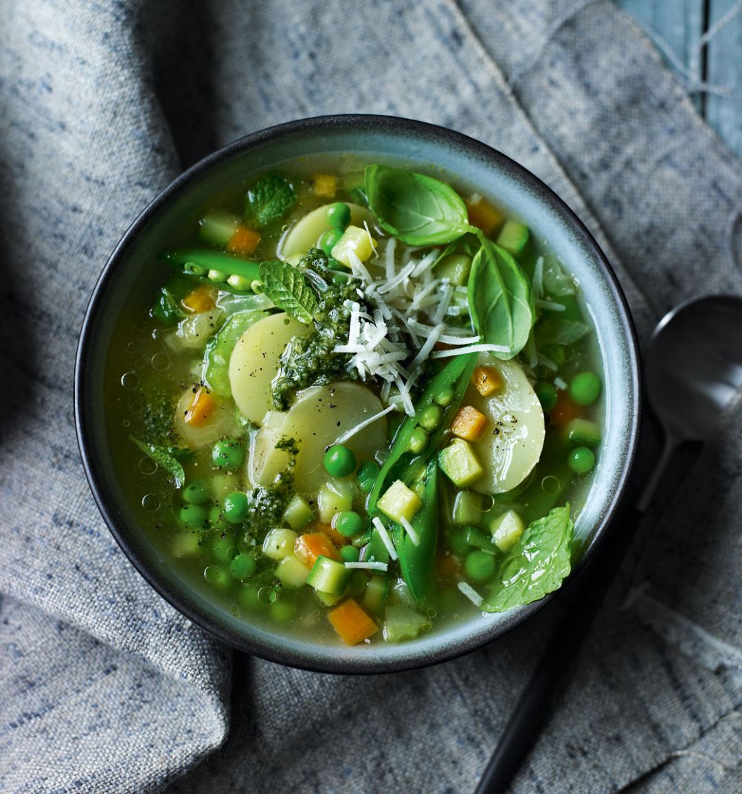 Spring minestrone with mint pesto