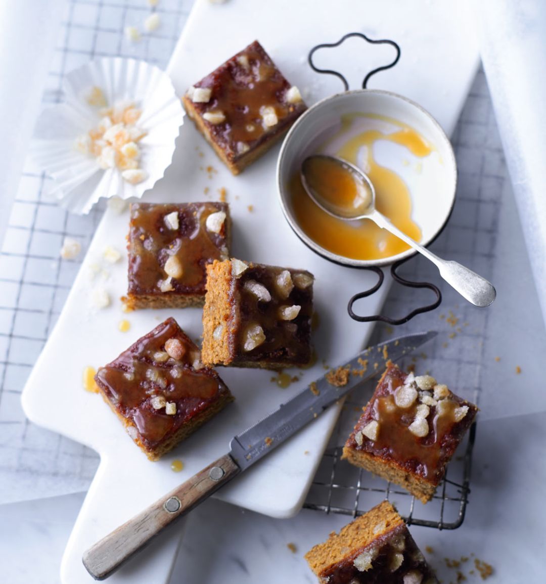 Salted caramel and ginger traybake
