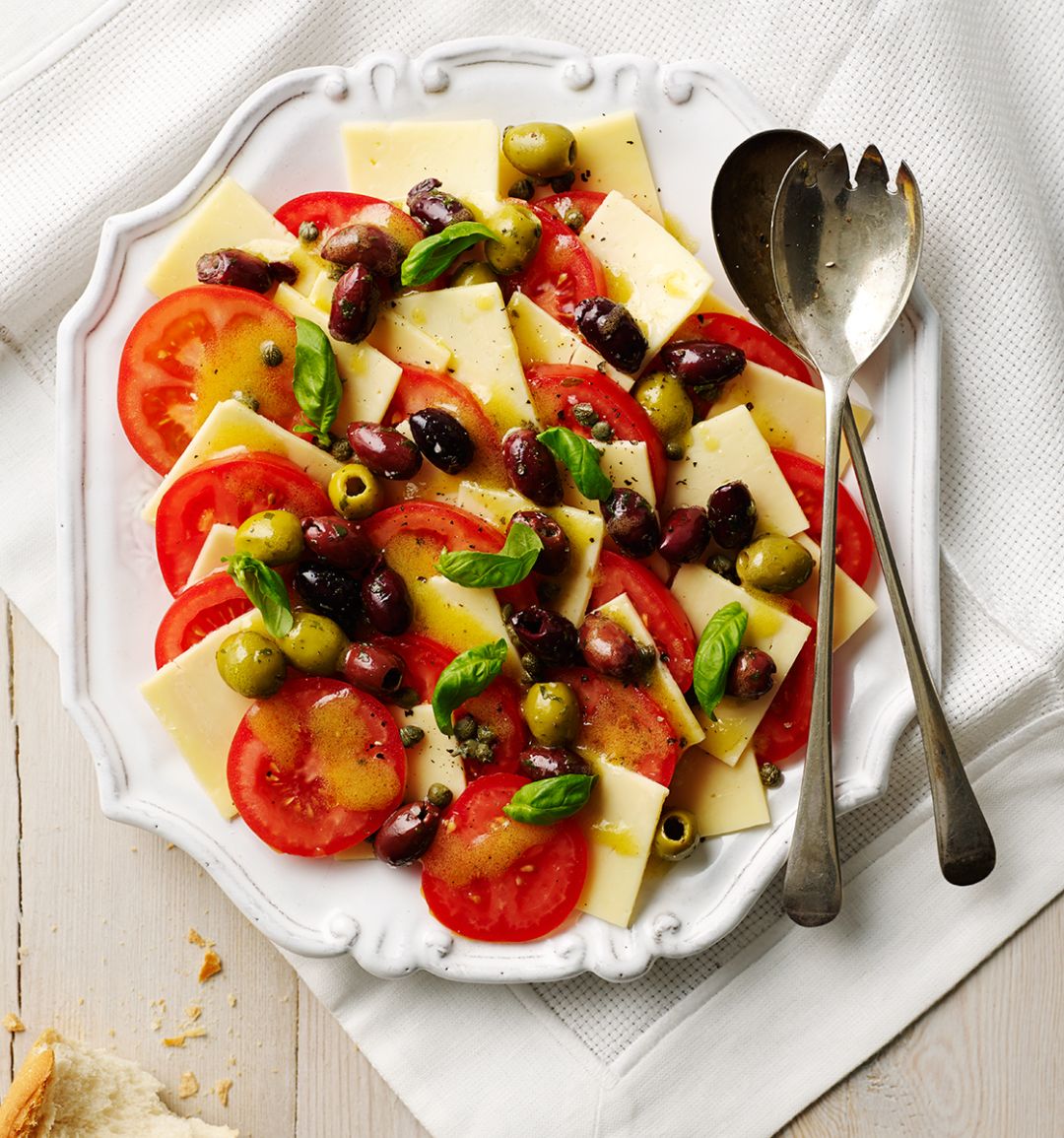 Cheese and tomato salad platter