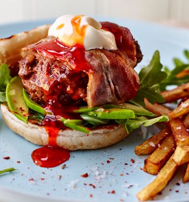 Smoky burgers with avocado and chilli sauce