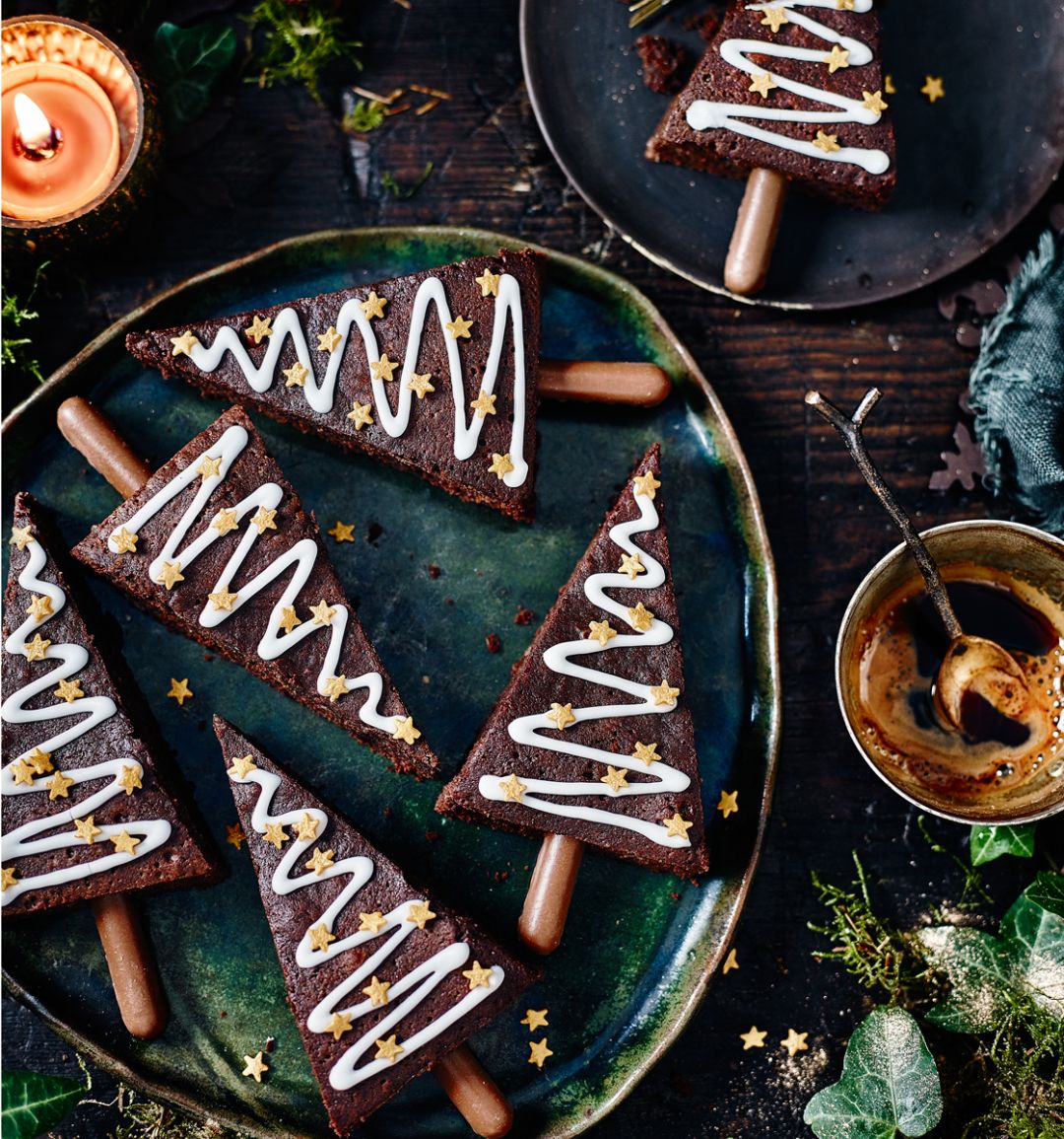 Spiced Christmas tree brownies