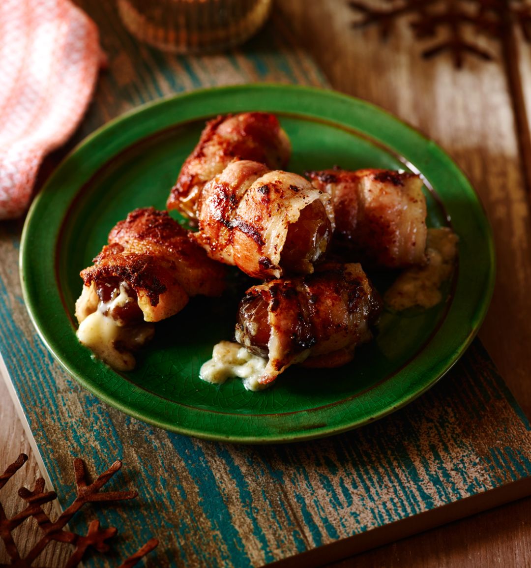 Blue cheese and bacon-wrapped dates