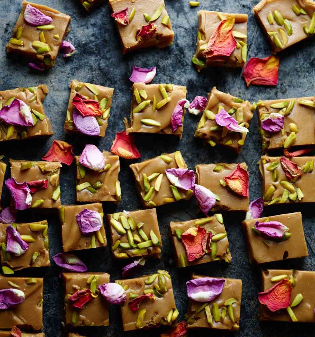 Cardamom and rose fudge