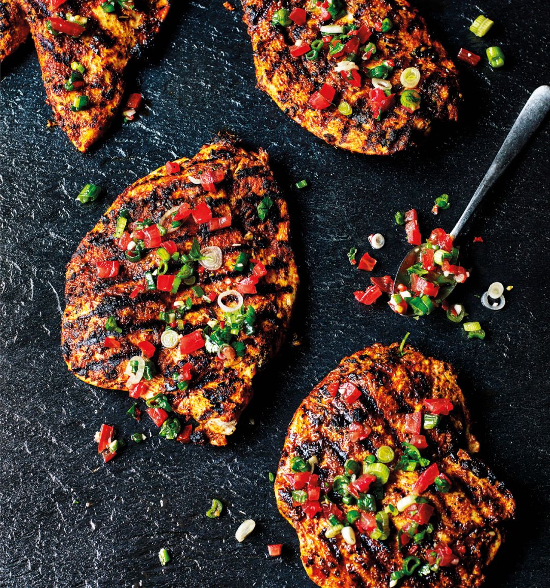 Cajun butterflied chicken with salsa