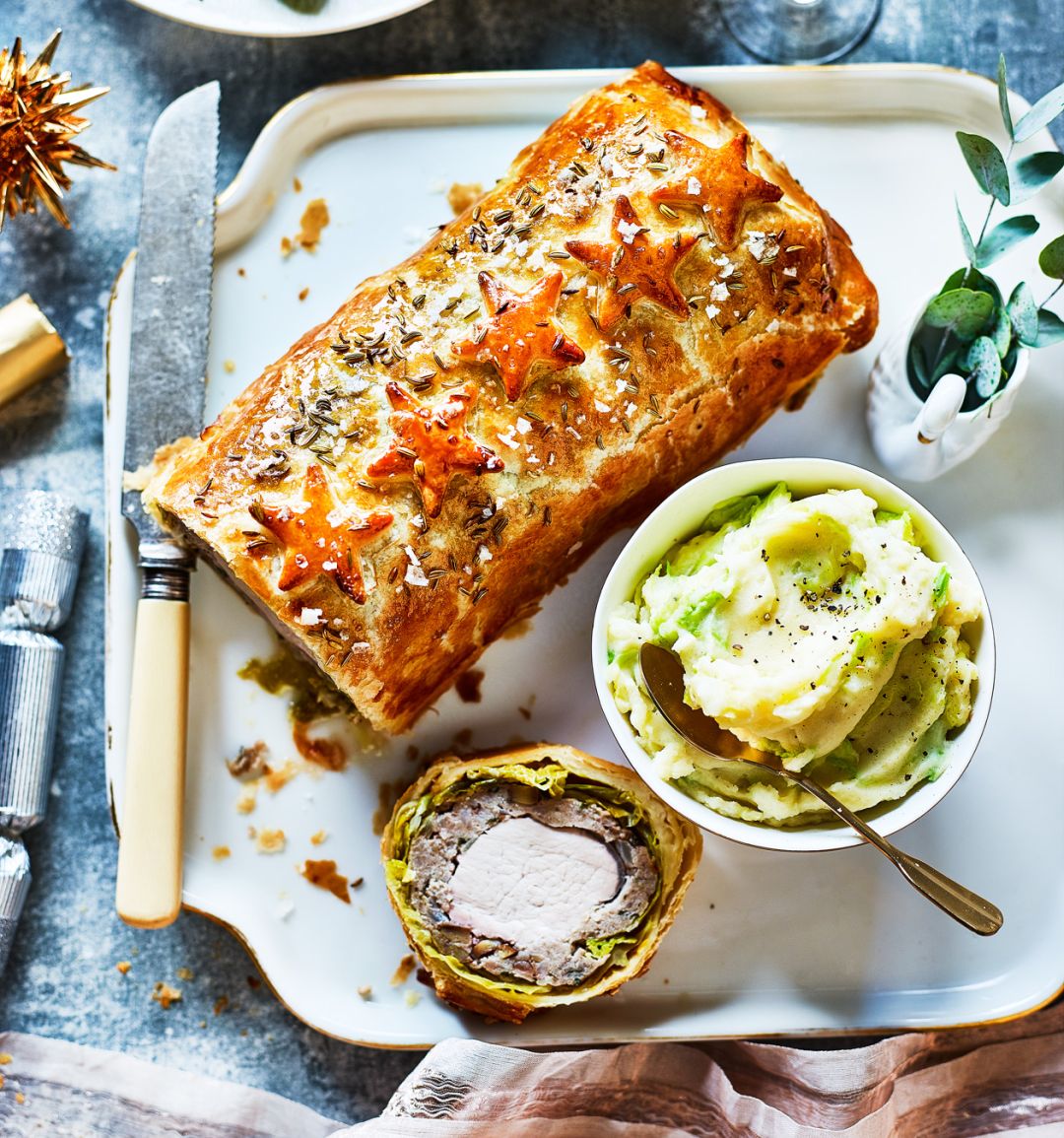 Pork, sage and chestnut wellington