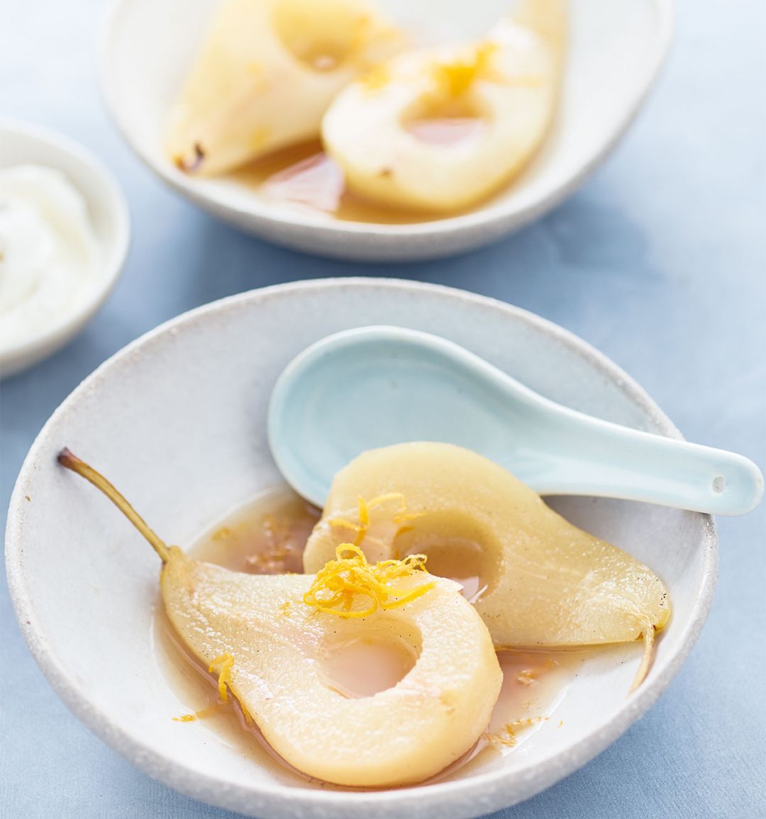 Chai-poached pears with ginger and honey