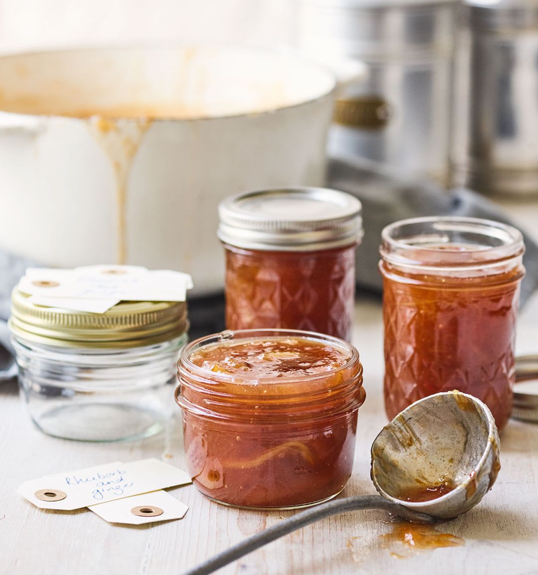 Rhubarb, orange and ginger jam