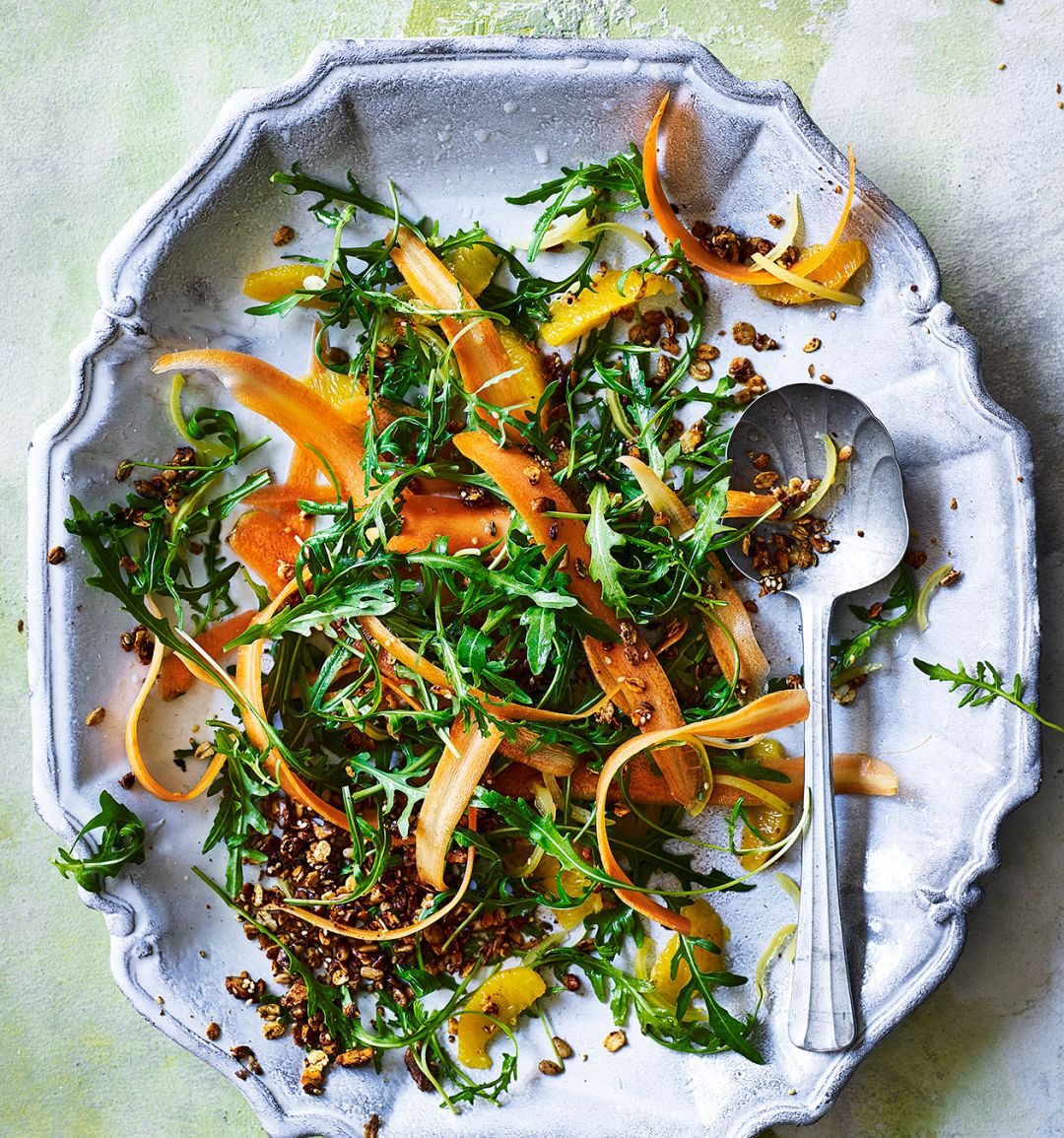 Moroccan carrot salad with savoury granola