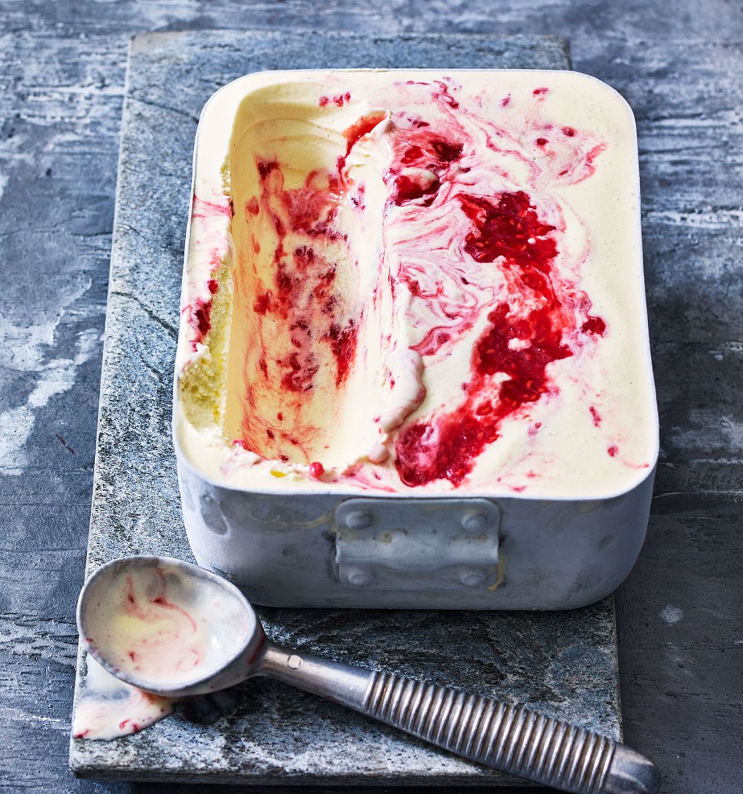 Raspberry rose ripple ice cream