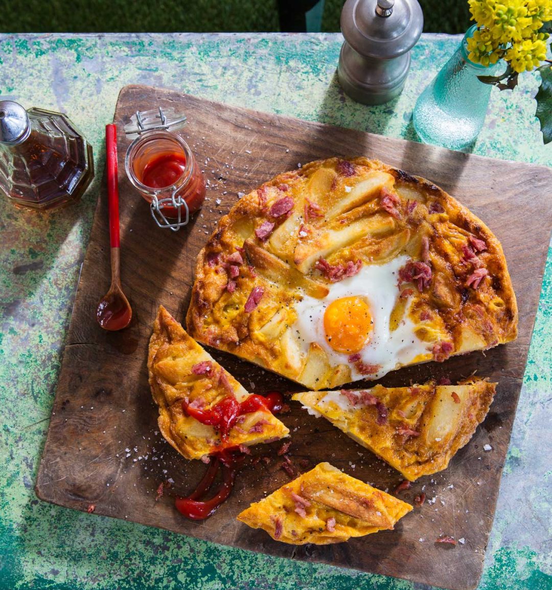 Ham, egg and chip tortilla