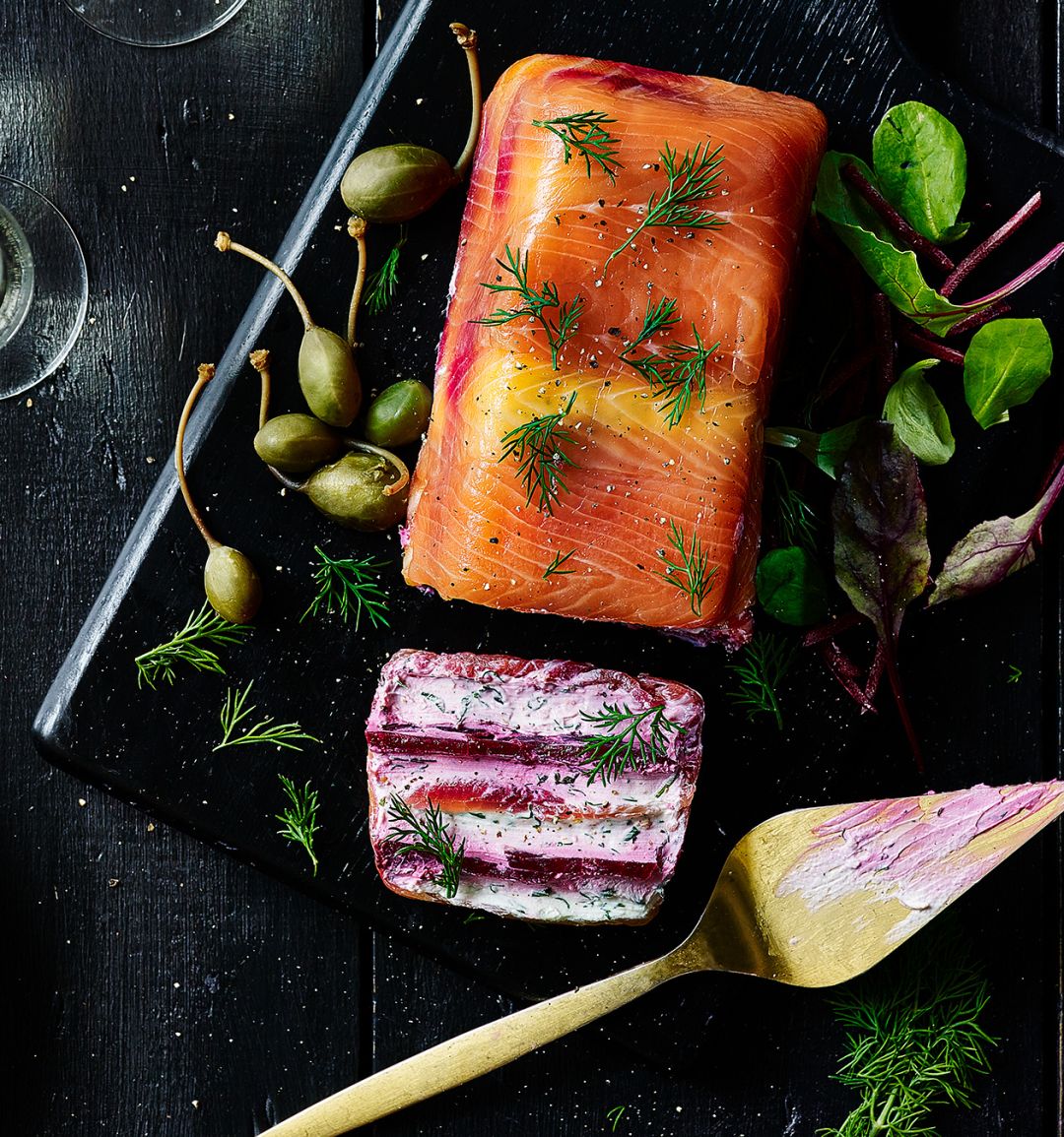 Salmon and beetroot terrine