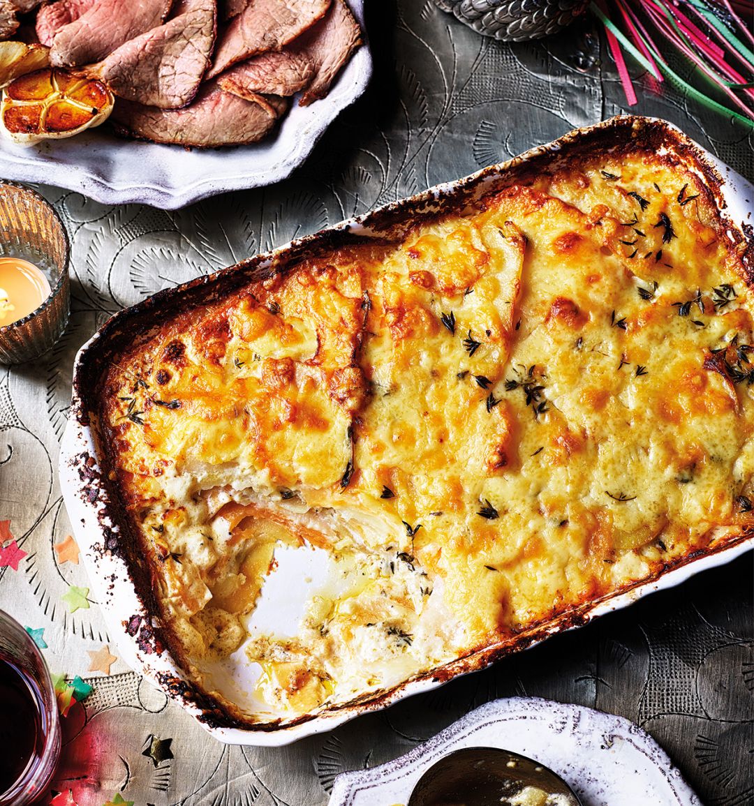 Cheesy root veg gratin