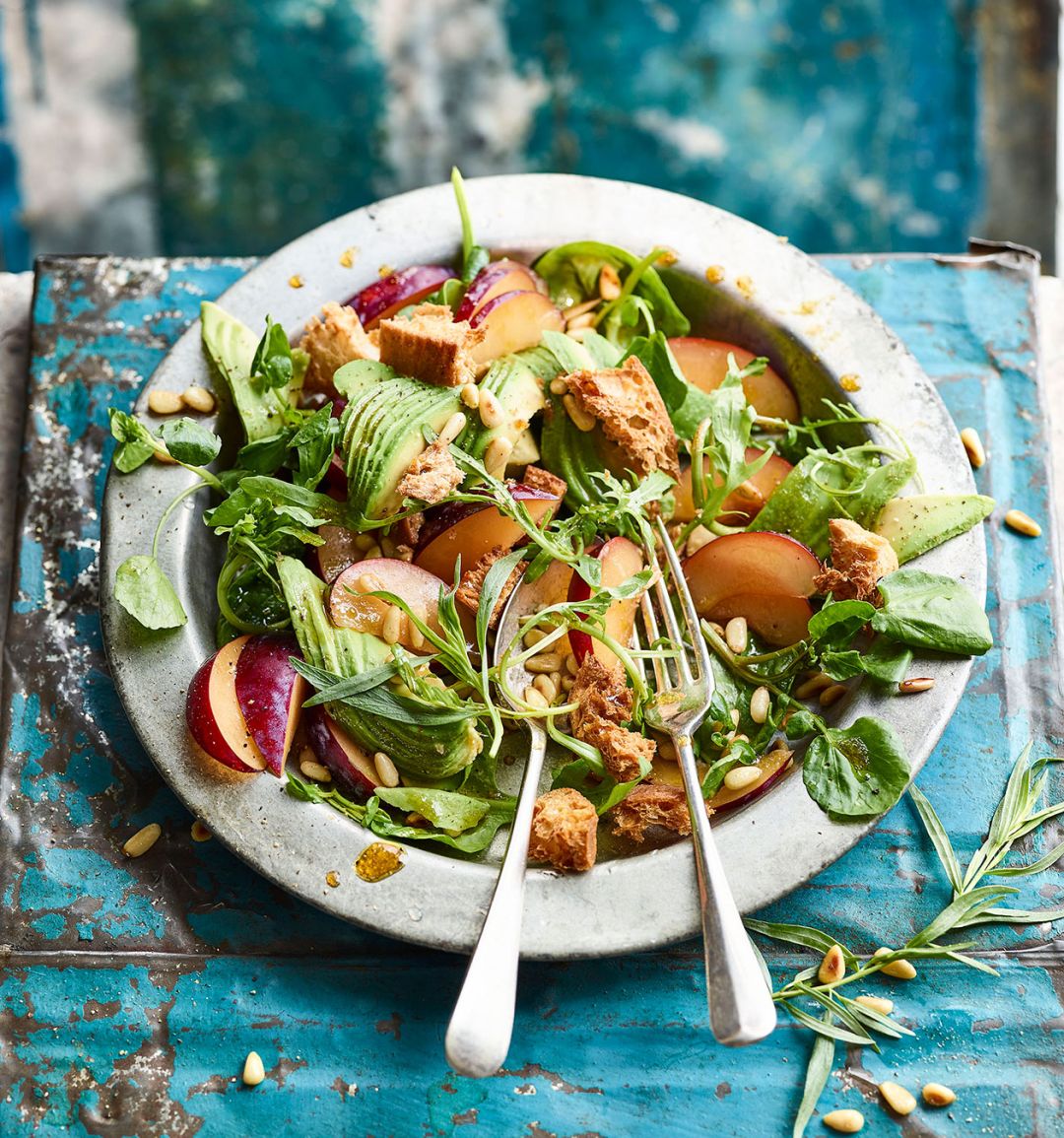 Plum, avocado and tarragon salad