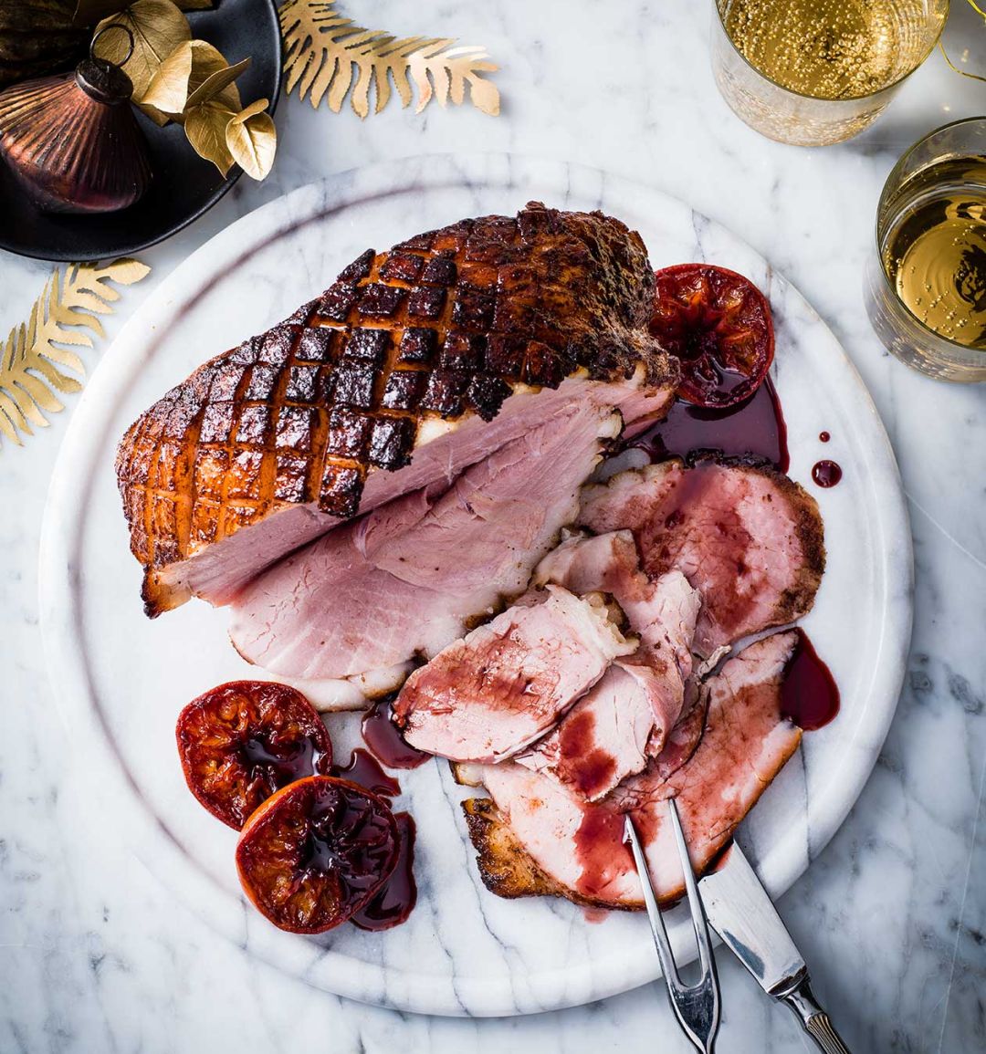 Port, clementine and 5 spice ham